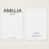 White Modern Typography Earring Display Kaart (Voorkant /achterkant)