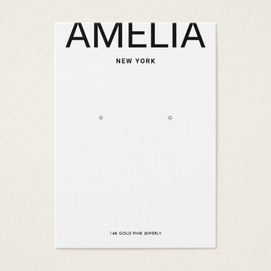 White Modern Typography Earring Display Kaart (Voorkant)