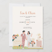 White Modern Wedding Invitation Kaart (Voorkant)