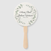 White Modern Wedding with Eucalyptus leaves  Handwaaier (Voorkant)