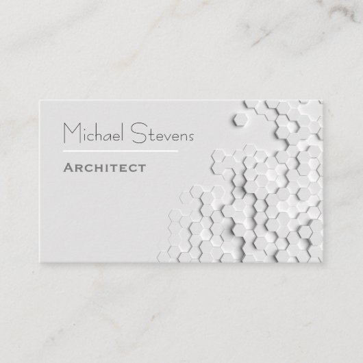 White Moderne Grid Hexagon Professional Visitekaartje (Voorkant)