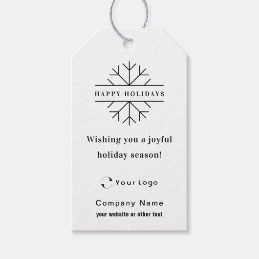 White Moderne Kerstmis Business Logo QR-code Chic Cadeaulabel (Voorkant)
