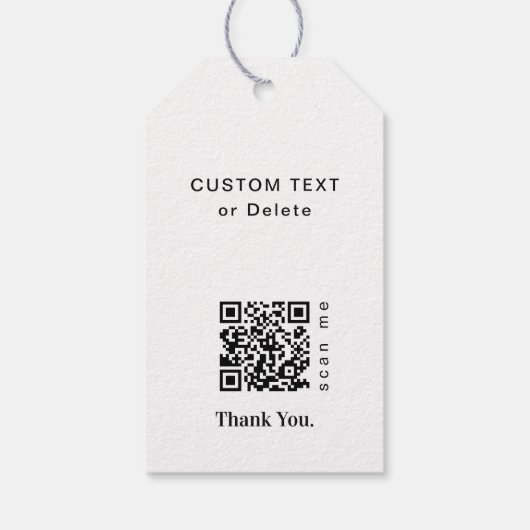 White Moderne Kerstmis Business Logo QR-code Chic Cadeaulabel (Achterkant)