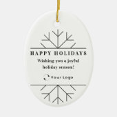 White Moderne Kerstmis Business Logo QR-code Chic Keramisch Ornament (Voorkant)