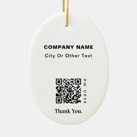 White Moderne Kerstmis Business Logo QR-code Chic Keramisch Ornament (Achterkant)