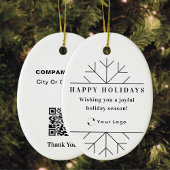 White Moderne Kerstmis Business Logo QR-code Chic Keramisch Ornament