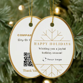 White Moderne Kerstmis Business Logo QR-code Chic Keramisch Ornament