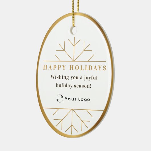 White Moderne Kerstmis Business Logo QR-code Chic Keramisch Ornament (Links)