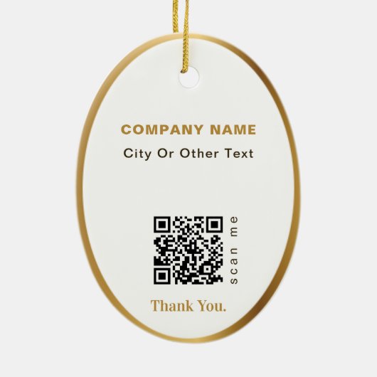 White Moderne Kerstmis Business Logo QR-code Chic Keramisch Ornament (Achterkant)