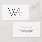 White Monogram Modern minimalist Visitekaartje (Voorkant / Achterkant)
