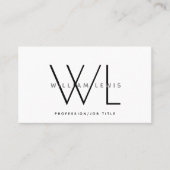 White Monogram Modern minimalist Visitekaartje (Voorkant)