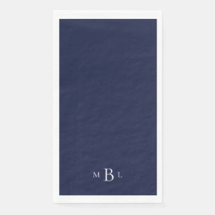 White Monogram Navy Wedding Napkins Servet