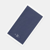 White Monogram Navy Wedding Napkins Servet (Hoek)