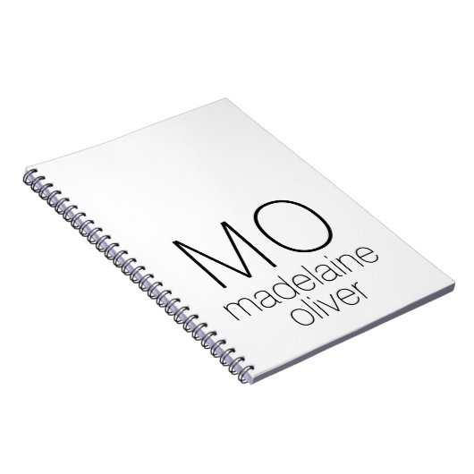 White Monogram Notitieboek Journal Custom Initiaal (Rechterzijde)