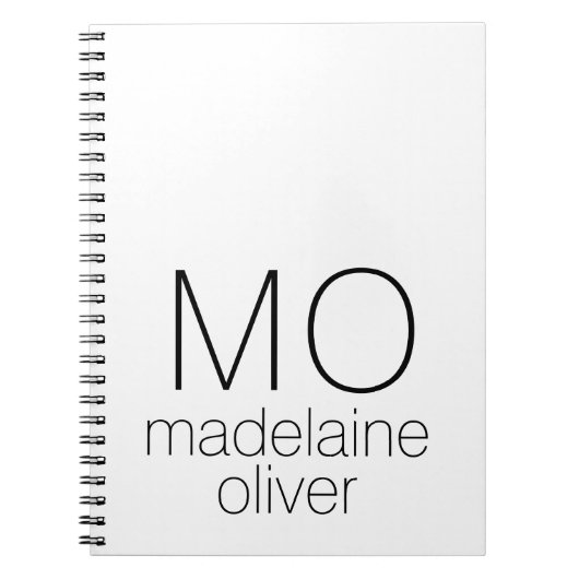 White Monogram Notitieboek Journal Custom Initiaal (Voorkant)