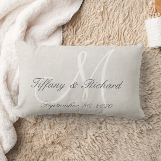 White Monogram Rustic Kijk Linen Wedding Kussen (Deken)