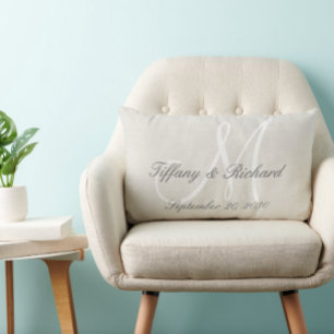 White Monogram Rustic Kijk Linen Wedding Kussen