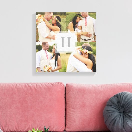 White Monogram Square Collage Canvas Afdruk (Insitu (Woonkamer))