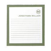 White Monogram voor professioneel blinde olijven Notitieblok (Voorkant)