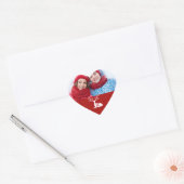 White Monogrammed Reindeer met Foto Hart Sticker (Envelop)