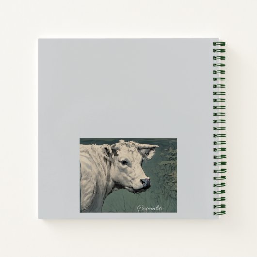 White Moo Koe Symbolisme Schattige Grijs Persoonli Notitieboek (Achterkant)