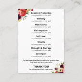 White Moon Crystal Spell Jar Kit Visitekaartje (Achterkant)