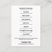 White Moon Moth Spell Jar Kit Visitekaartje (Achterkant)