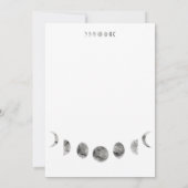 White Moon Phases Waterverf Minimal Wedding Kaart (Achterkant)