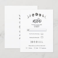 White Moon Phases Waterverf Minimal Wedding RSVP