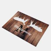 White Moose Antlers Barn Wood Plants Deurmat (Schuin)