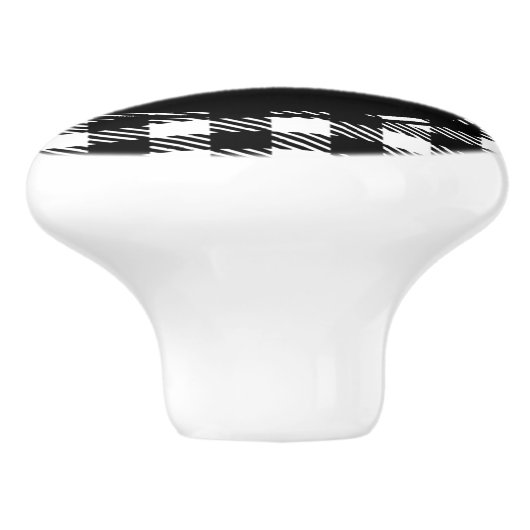 White Moose Black Buffalo Pset Pattern Keramische Knop (Zijkant)