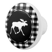 White Moose Black Buffalo Pset Pattern Keramische Knop (Rechts)