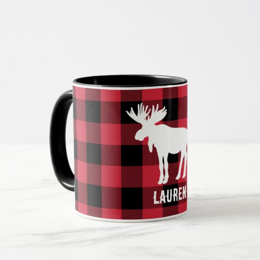 White Moose met de naam Red Buffalo Check Mok (Voorkant links)