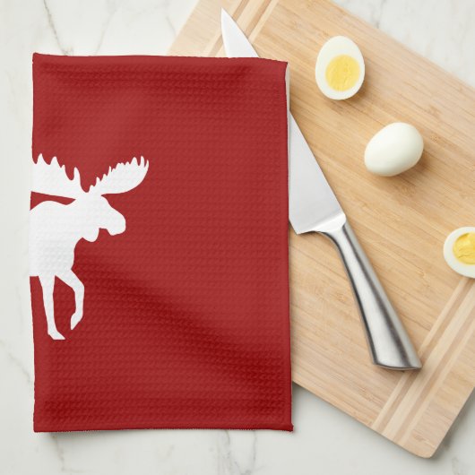 White Moose Silhouette Theedoek (Quarter Fold)