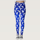 White Moose Silhouetten op Blauw - Leggings (Voorkant)