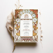 White Morning Glories & Oranje lelies bruiloft Kaart