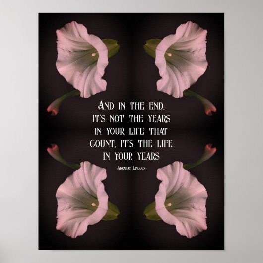 White Morning Glory Flower Abstract Inspirerend Poster (Voorkant)