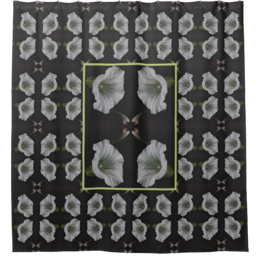 White Morning Glory Flower Abstract Pattern Douchegordijn (Voorkant)