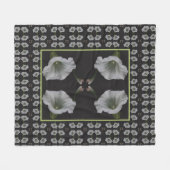 White Morning Glory Flower Abstract Pattern Fleece Deken (Voorkant (Horizontaal))