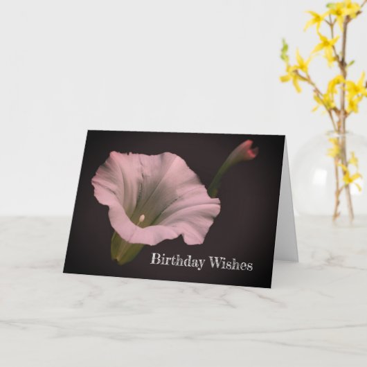 White Morning Glory Flower Birthday Kaart (Gele Bloem)