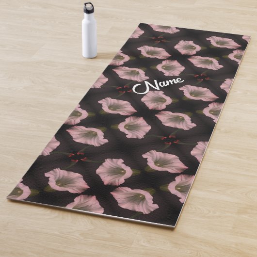 White Morning Glory Flower Pattern - Gepersonalise Yogamat (In situ)