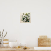 White Morning Glory Flowers Art Print Poster (Keuken)