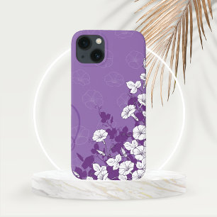 White Morning Glory klimt Vine met Paars Case-Mate iPhone Case