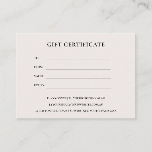 WHITE MOROCCAN TILE TEXTURE GIFT-CERTIFICAAT  VISITEKAARTJE (Achterkant)