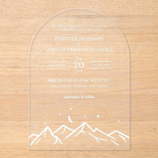 White Mountain Acryl Uitnodigingen (Voorkant)