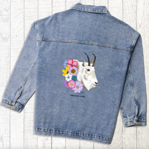White Mountain Goat Flowers Denim Jacket