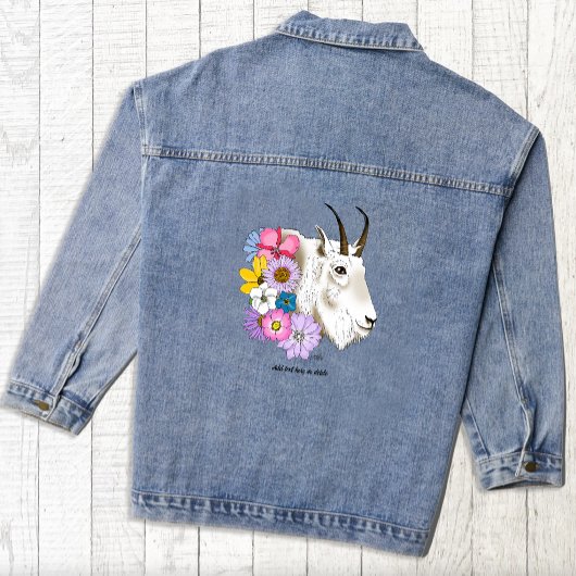 White Mountain Goat Flowers Denim Jacket