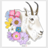 White Mountain Goat Flowers Sticker (Vel)