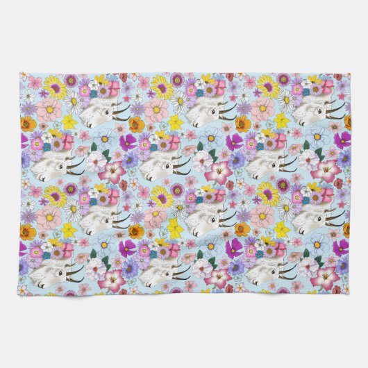 White Mountain Goat Flowers Theedoek (Horizontaal)