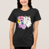White Mountain Goat Flowers Tri-Blend Shirt (Voorkant)